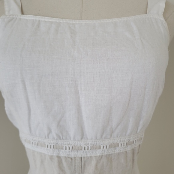 Linen Midi Dress Sleeveless Straps Square Neckline Slit Fitted Tight Bodycon - Picture 8 of 15